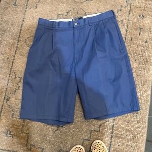 Polo Ralph Lauren Hammond Blue Pleated Pima Cotton Chino Shorts Mens 9 Inseam